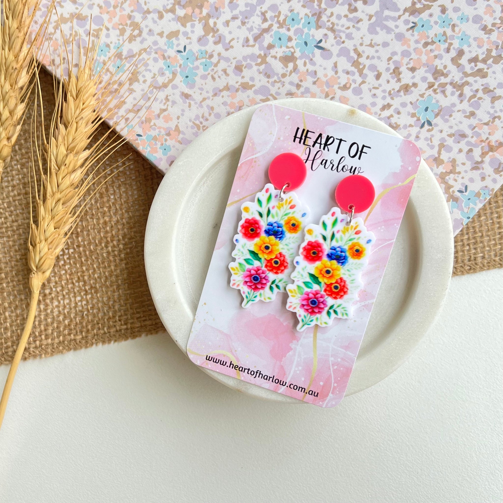 Colourful Flower Bunch 1 Dangle Earrings