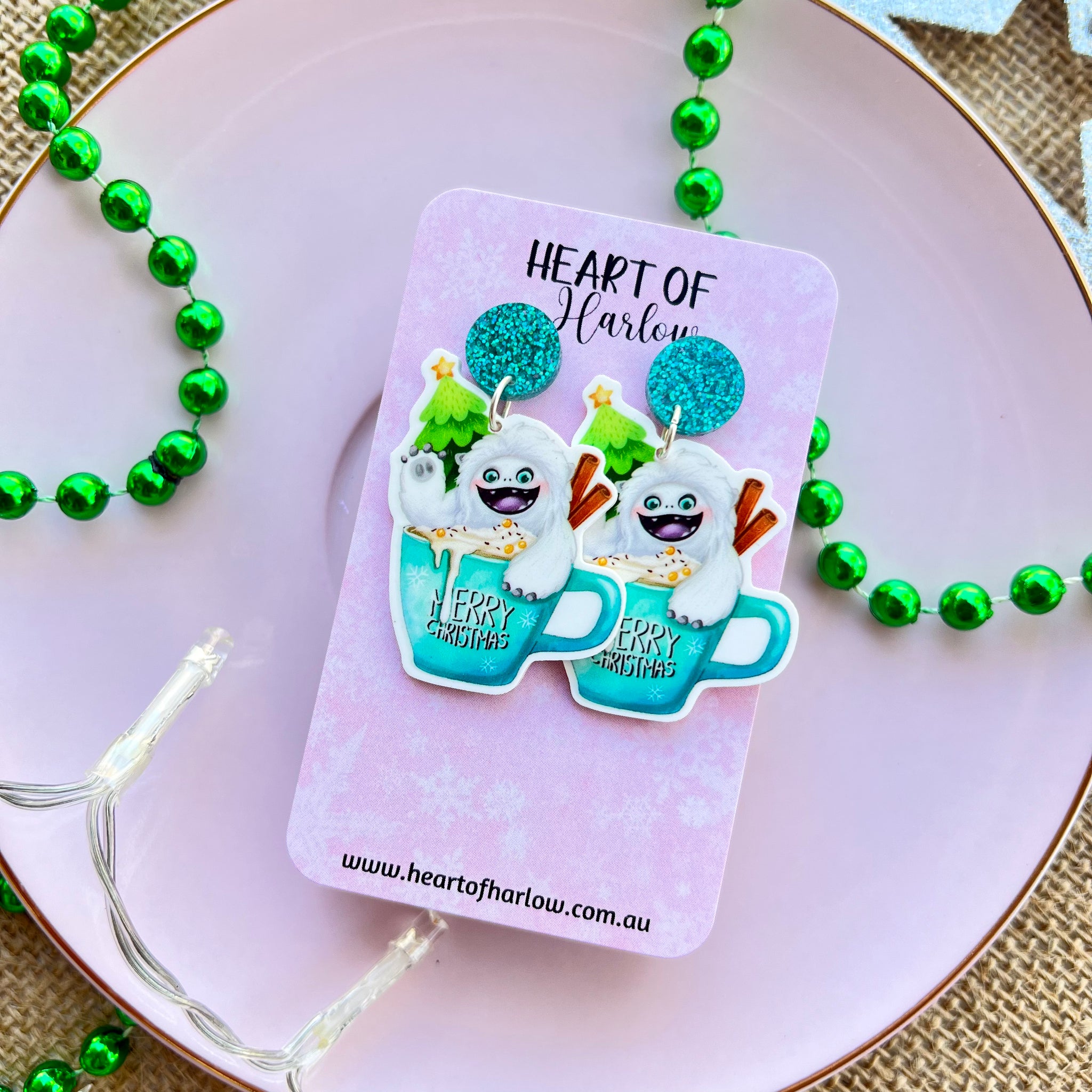 Yeti in a Cup Dangle Earrings