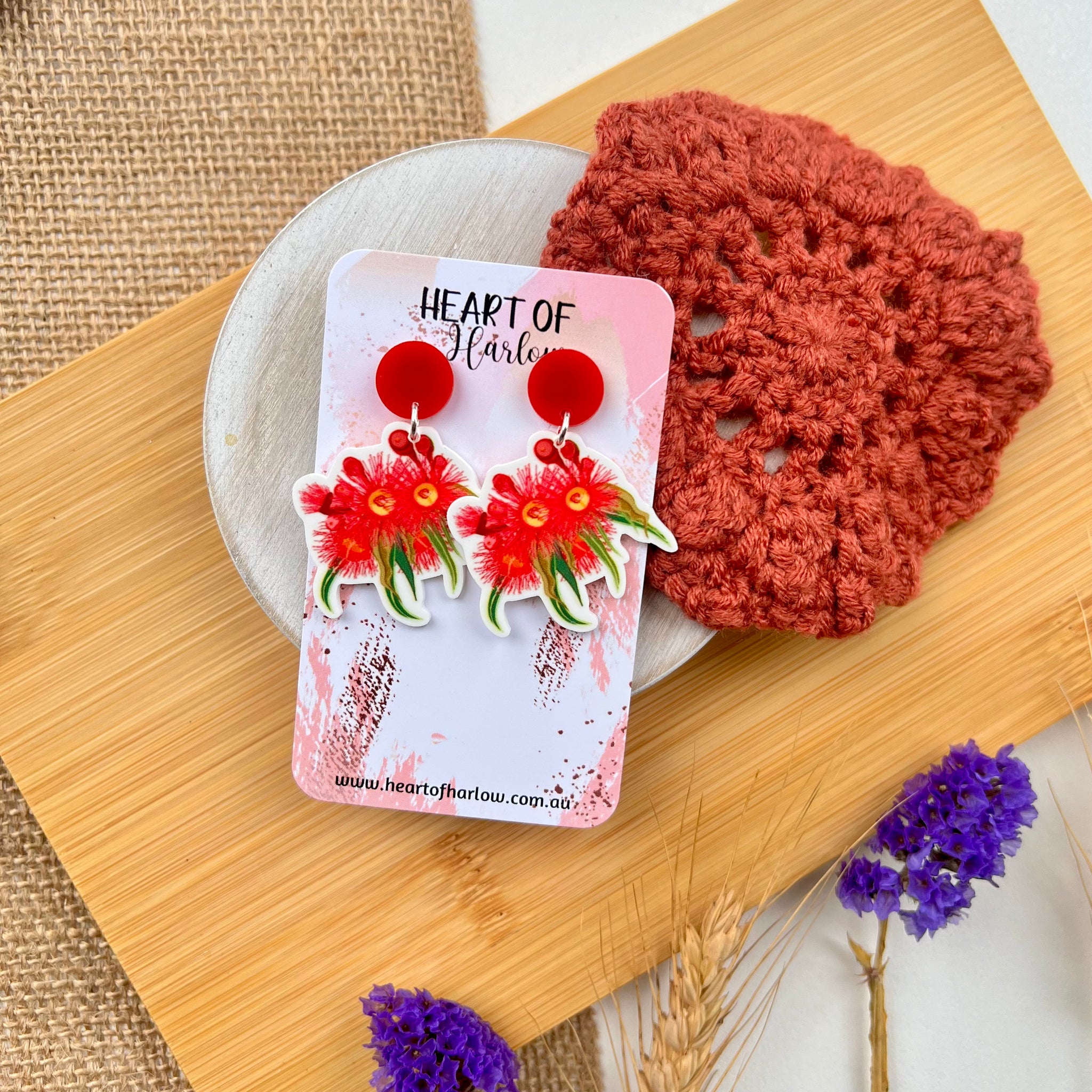 Australian Flora Bottlebrush Dangle Earrings