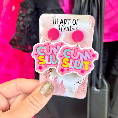 NSFW Cum Slut Dangle Earrings