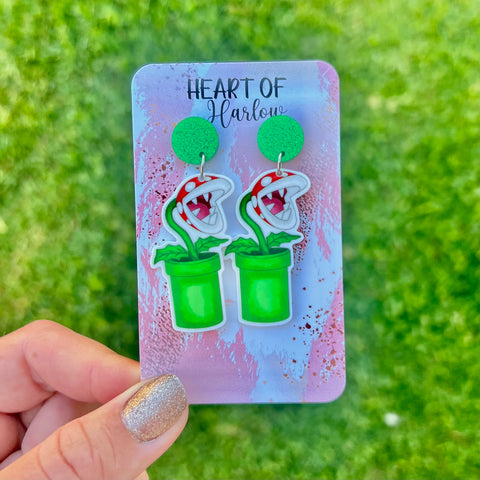 Piranha Plant Dangle Earrings