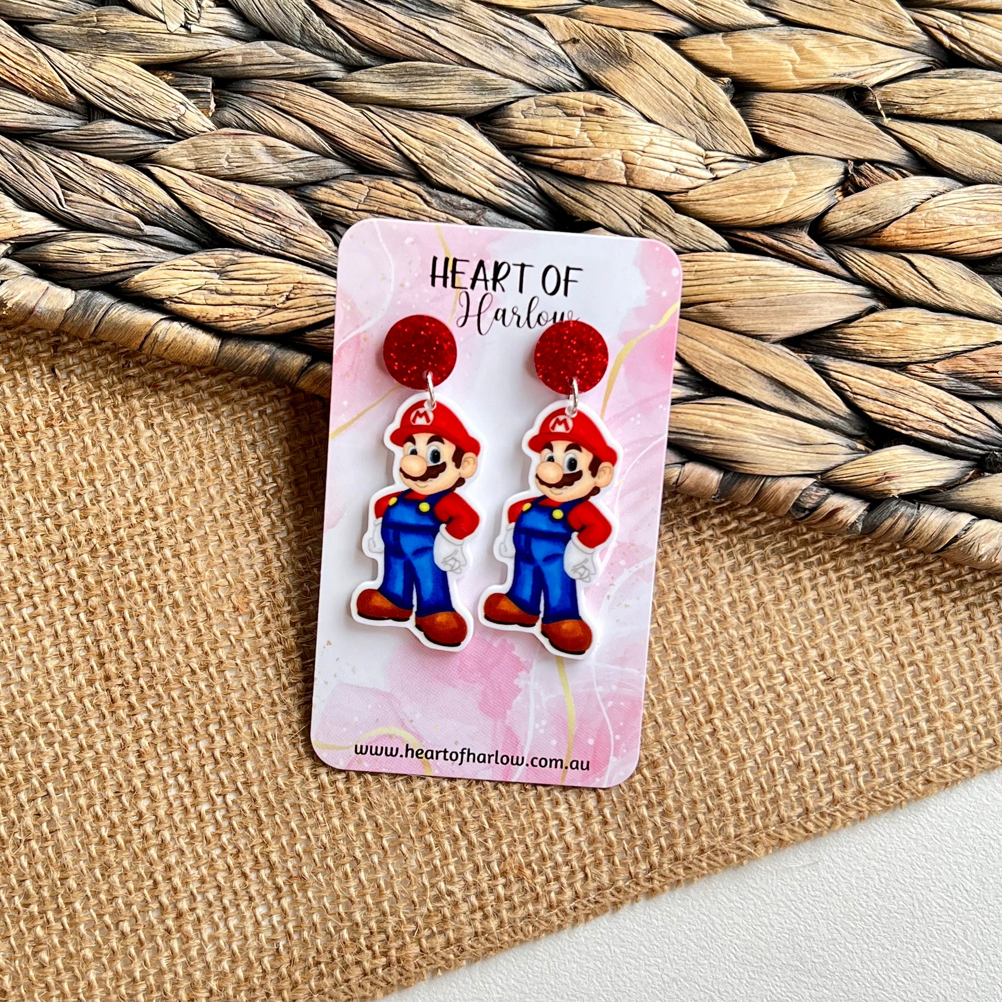 Red Plumber Brothers Body Dangle Earrings