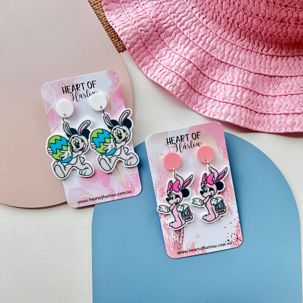 Easter Pink Mouse Dangle Earrings