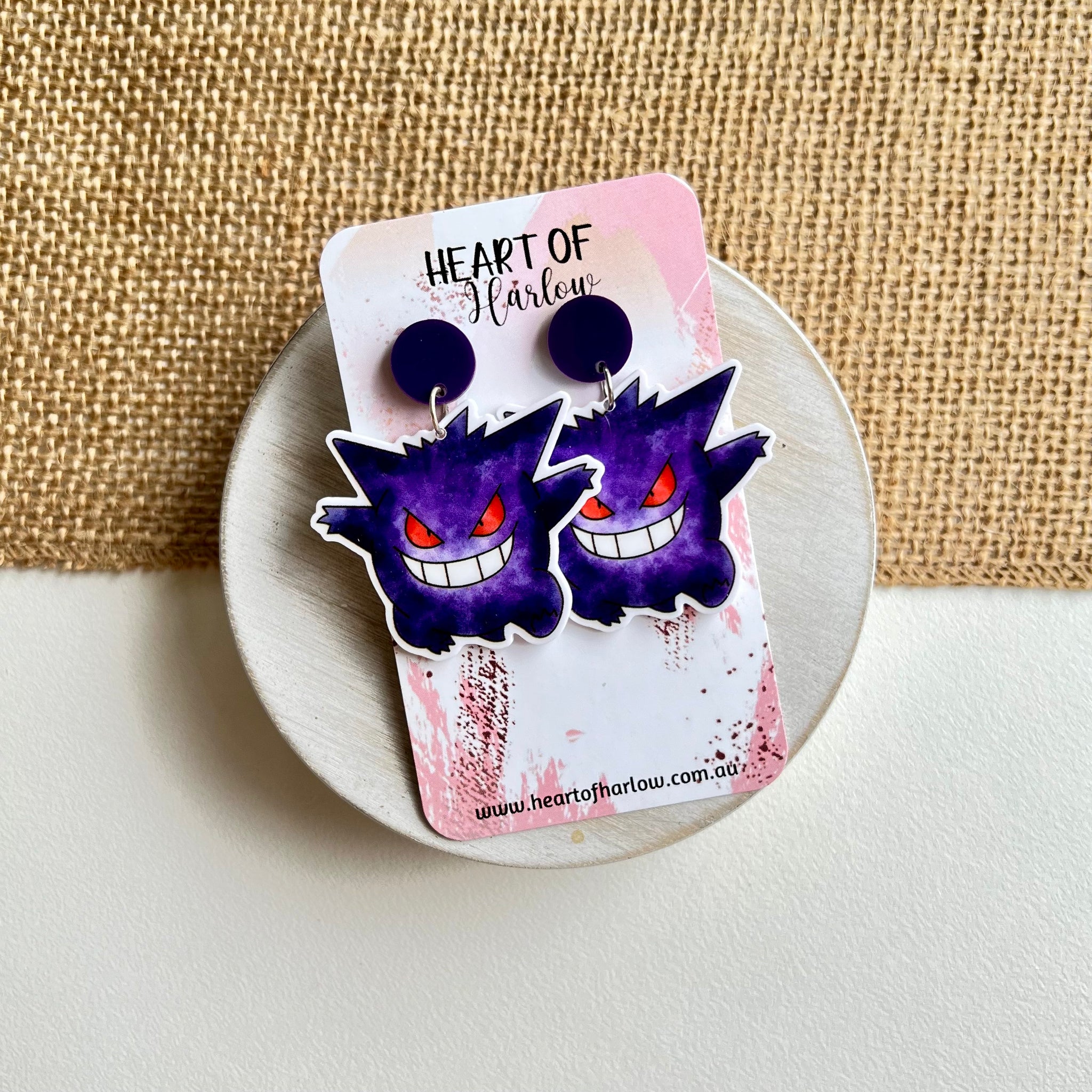 Pocket Pals Purple Dangle Earrings