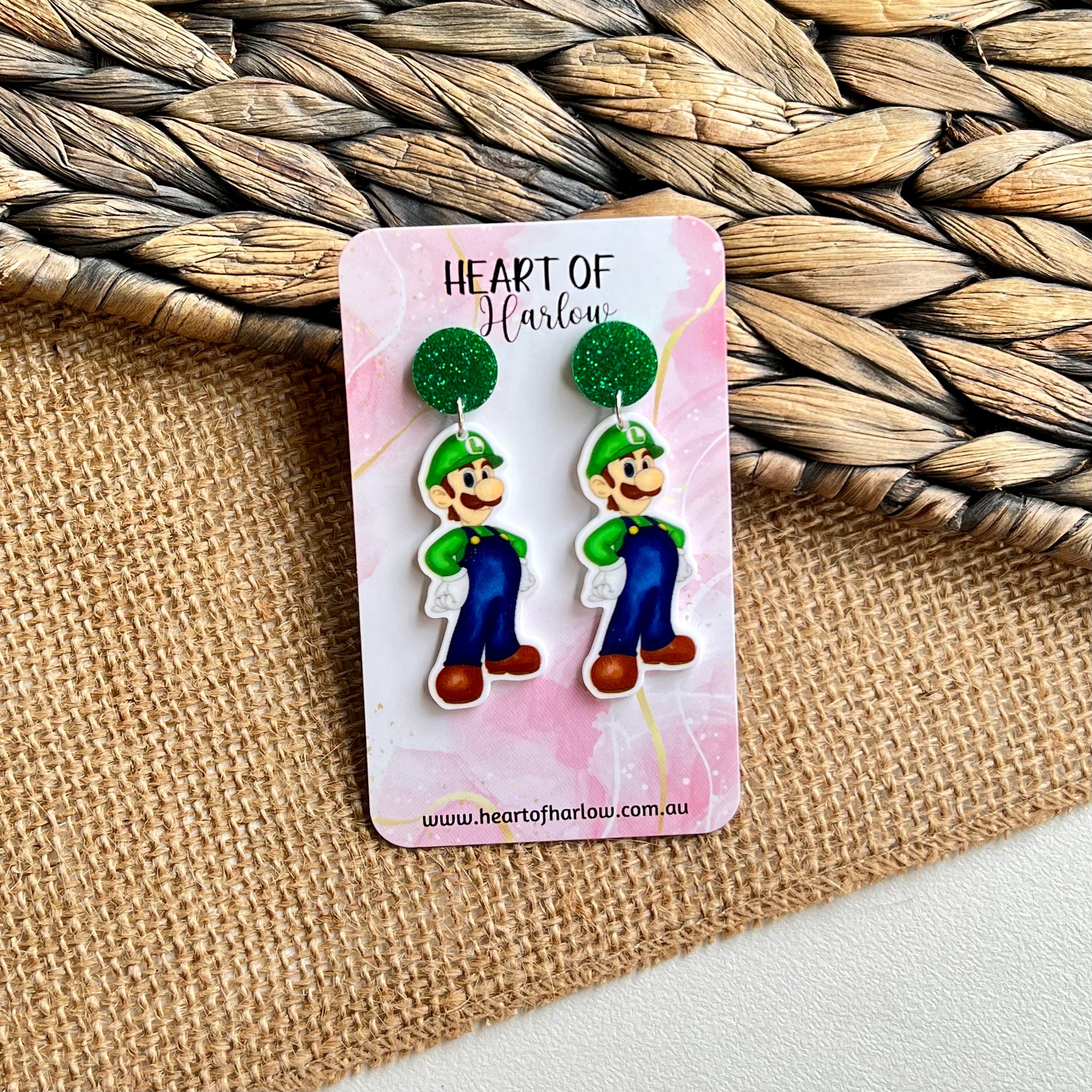 Green Plumber Brothers Body Dangle Earrings