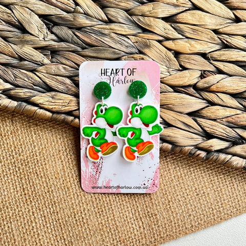 Plumber Brothers Dinosaur Body Dangle Earrings