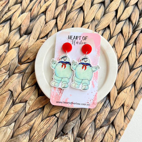 Marshmallow Man Dangle Earrings