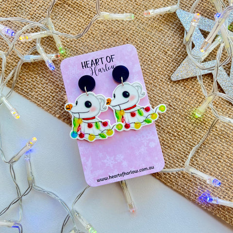 NBC Christmas Dog Dangle Earrings