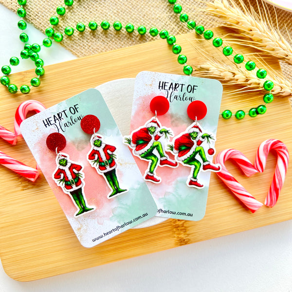 Creepin Grinch Dangle Earrings