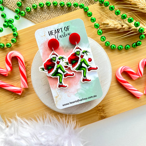 Creepin Grinch Dangle Earrings