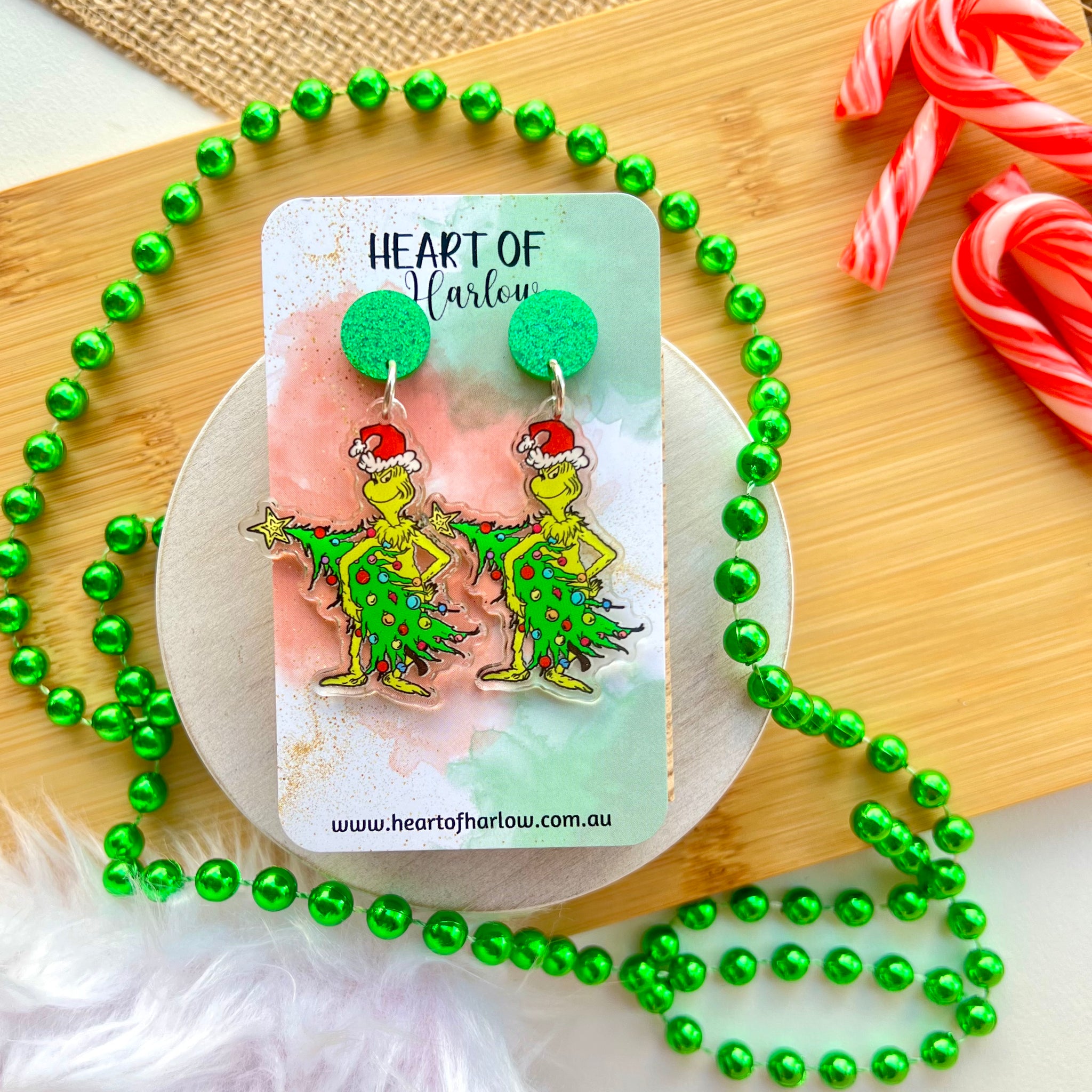 Grinchy Tree Dangle Earrings
