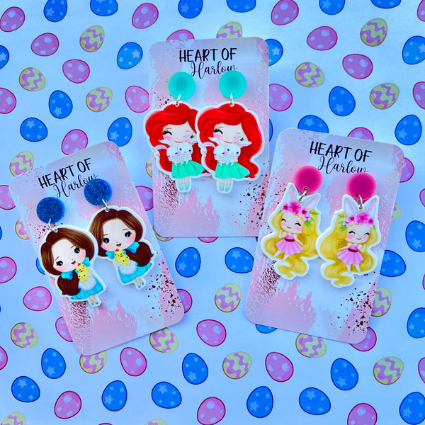 Red-Haired Easter Princess Dangle Earrings