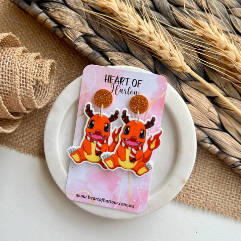 Pocket Pals Christmas Fire Dangle Earrings