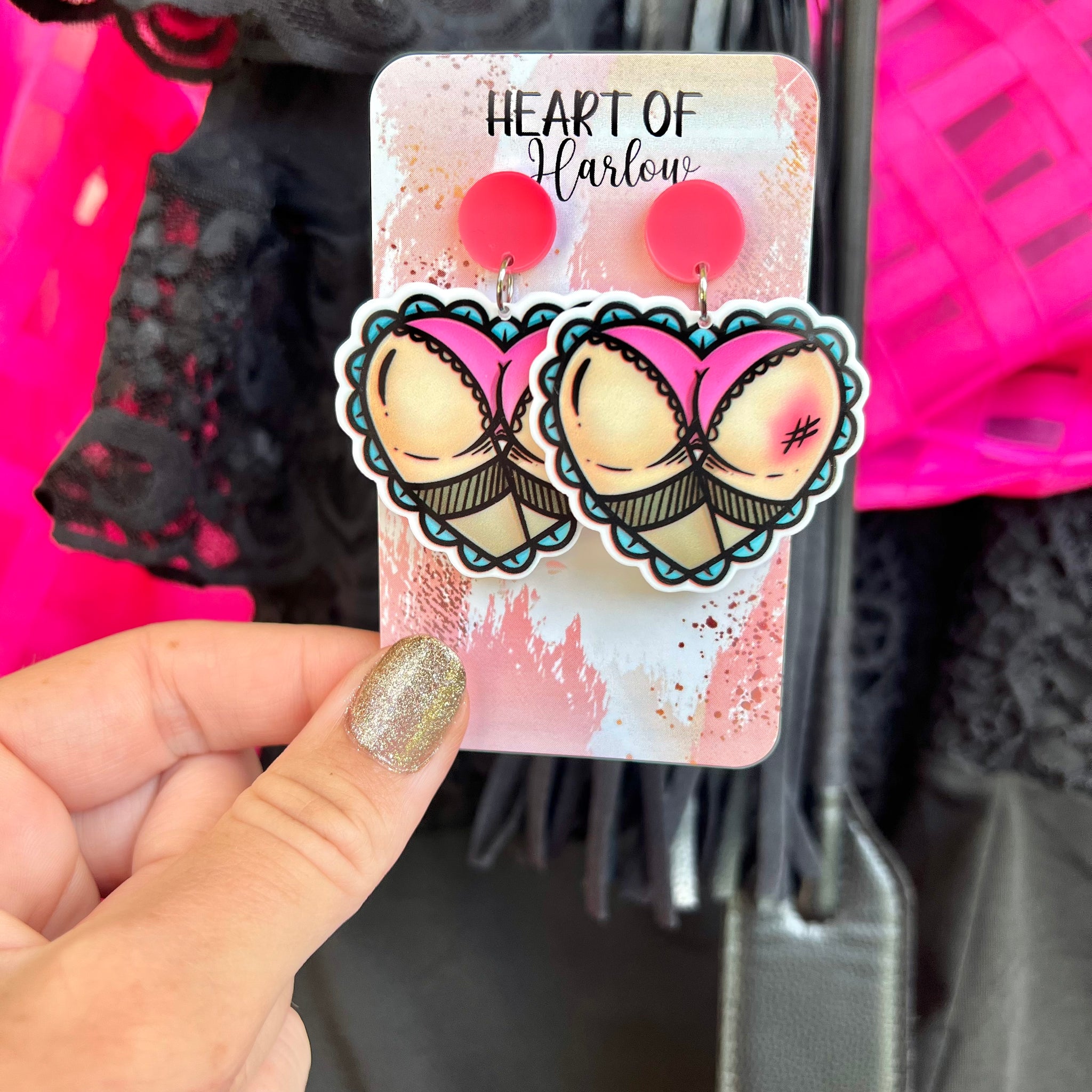 NSFW Ass Heart Dangle Earrings