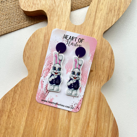 Purple Chocolate Rabbit Dangle Earrings