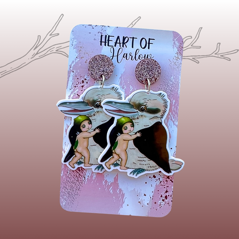 Kookaburra Babies Dangle Earrings