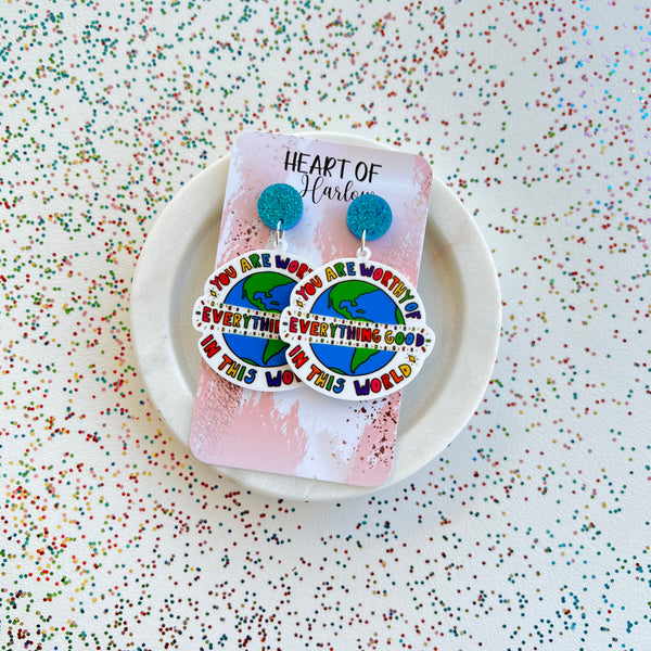 You Are Worthy Dangle Earrings