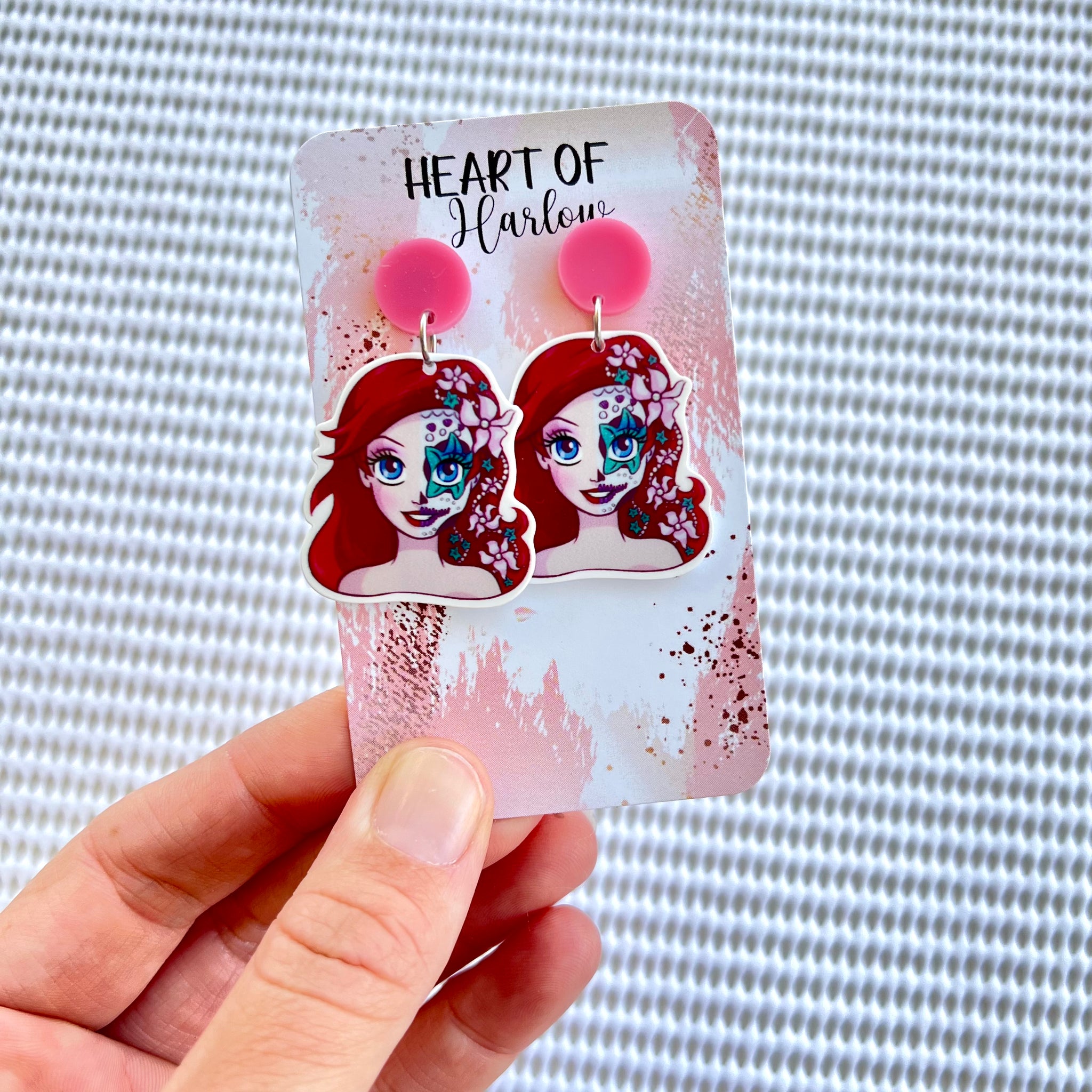 Sea Princess Sugar Skull Dangle Earrings