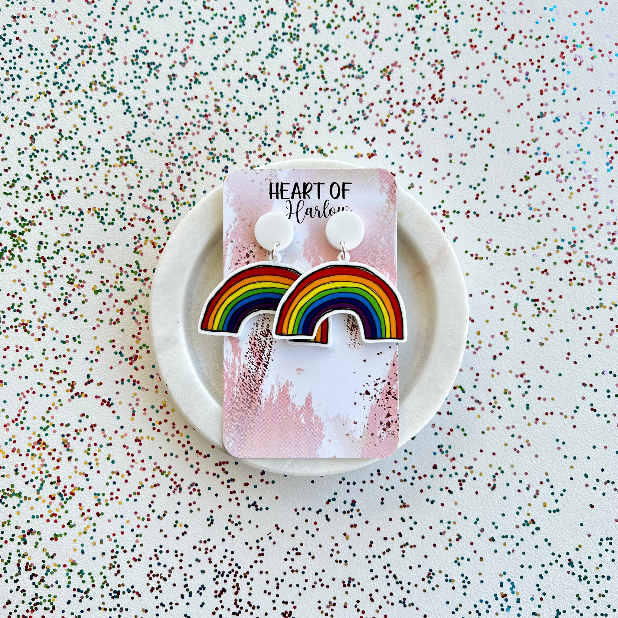 Rainbow Shapes Dangle Earrings