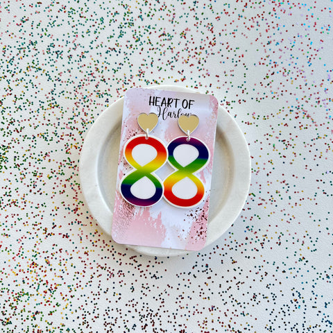 Rainbow Infinity Symbol Dangle Earrings