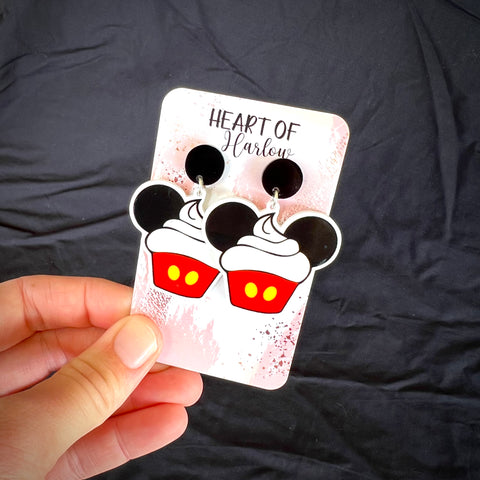 Mickey Cupcake Dangle Earrings