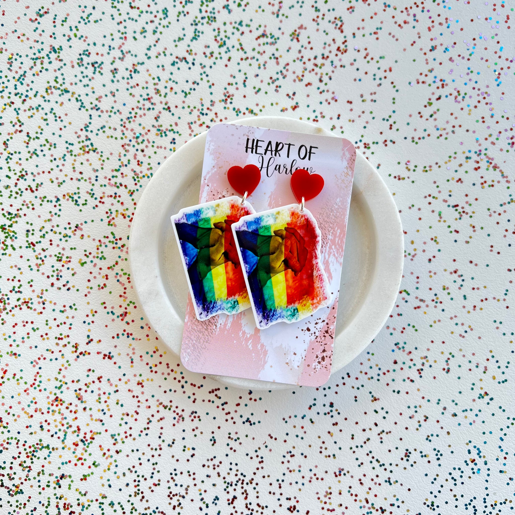 Rainbow Hands Flag Dangle Earrings