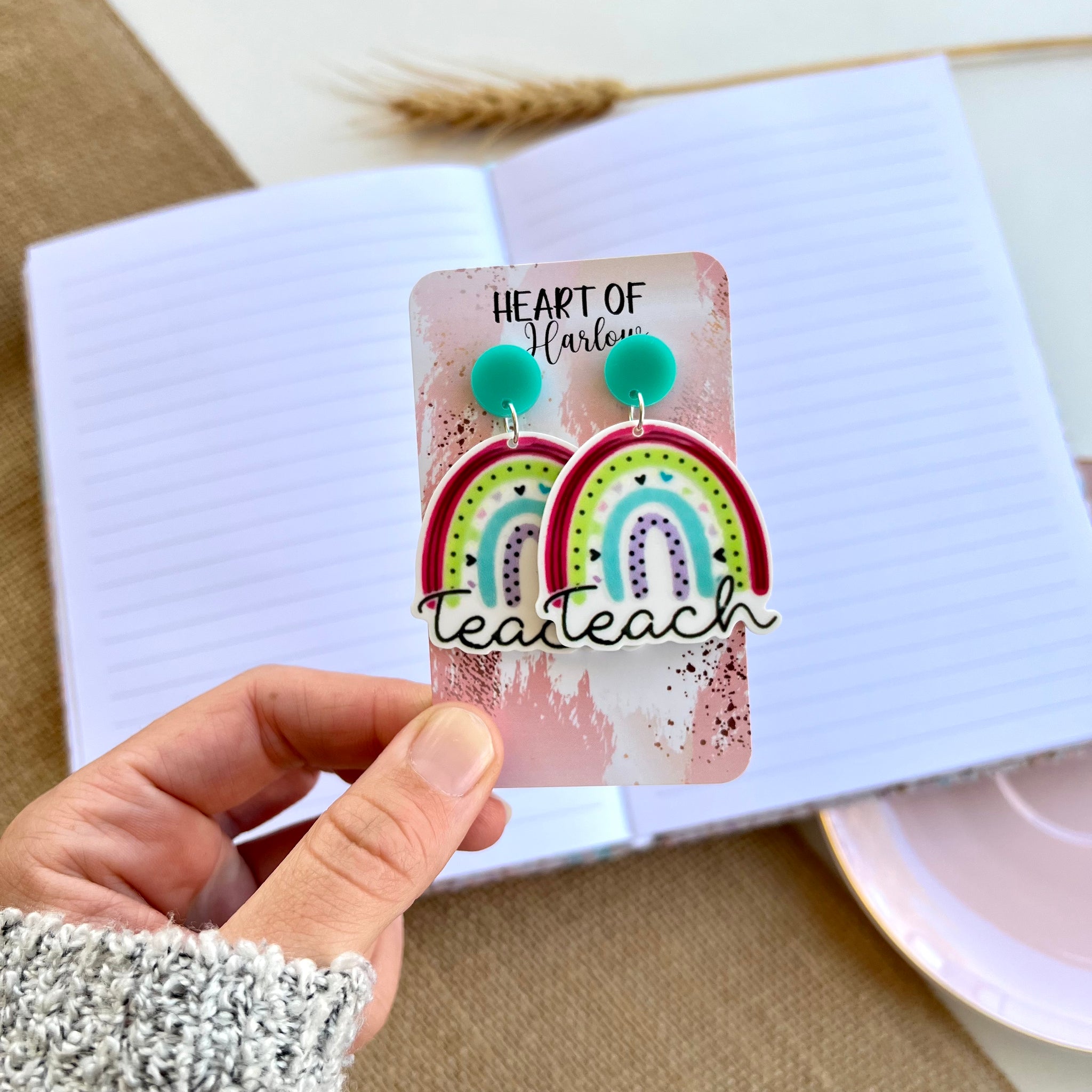 Teach Rainbow Dangle Earrings