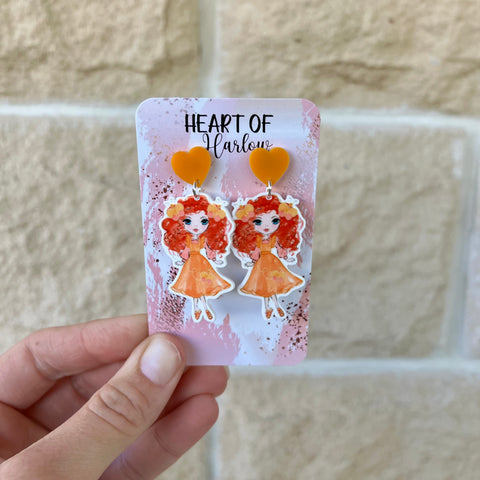 Orange Girl Dangle Earrings