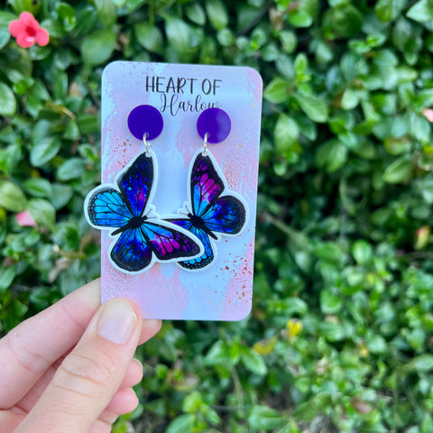 Galaxy Monarch Butterfly Dangle Earrings