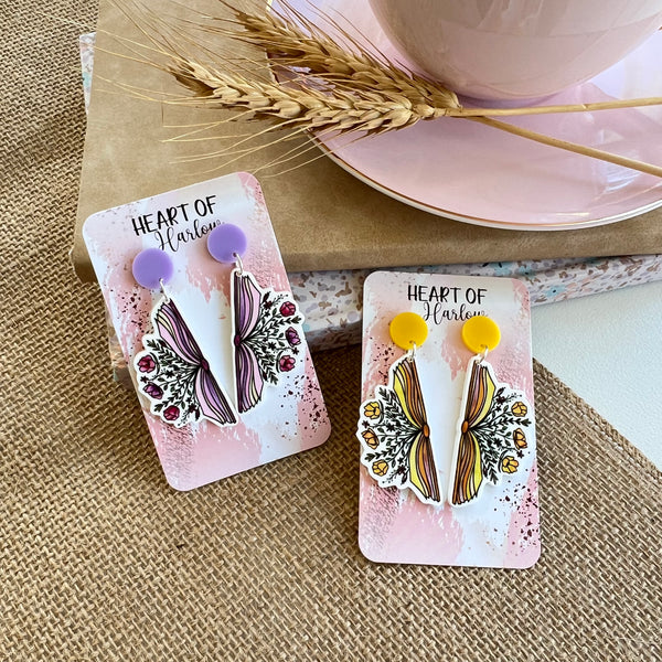 Yellow Blooming Book Dangle Earrings