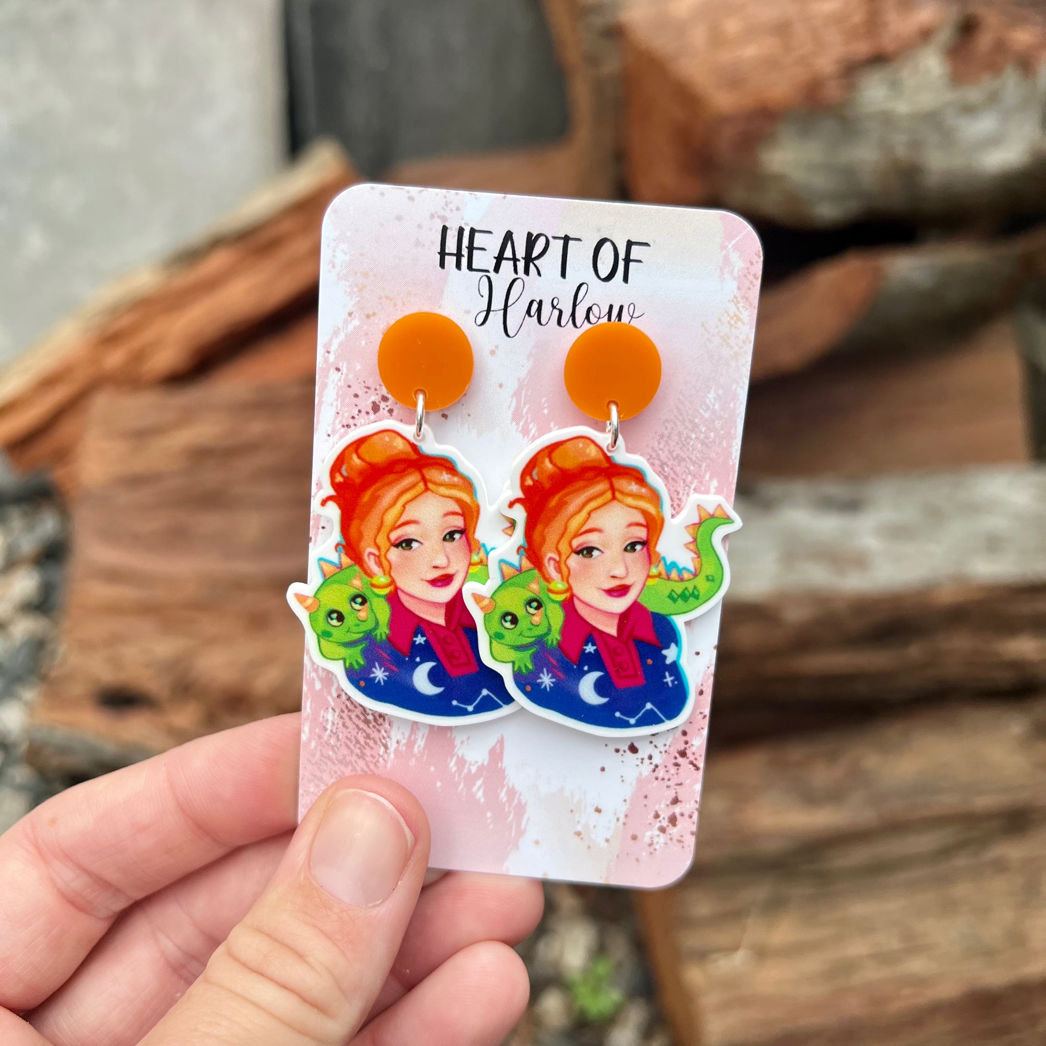 Frizzle Lizard Dangle Earrings