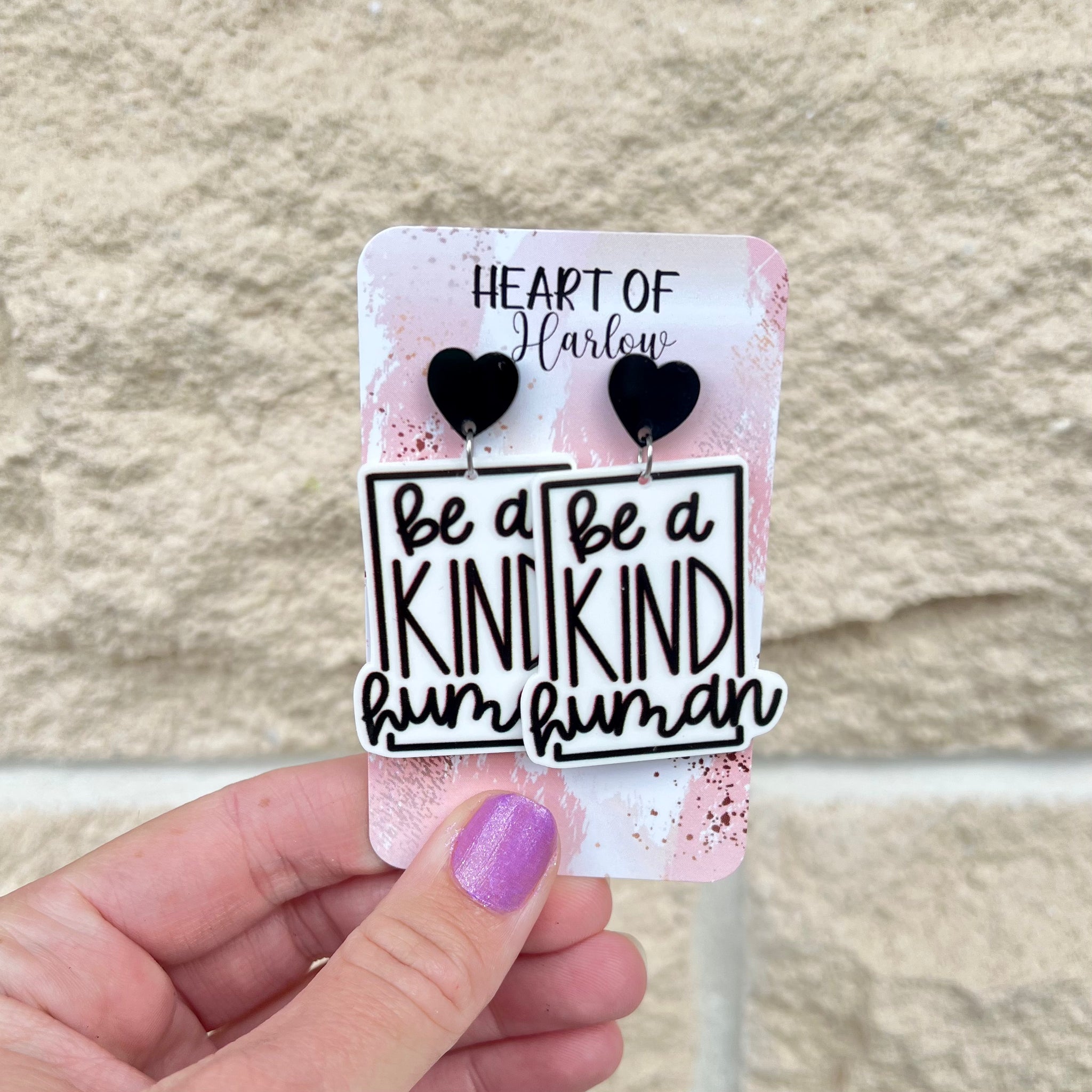 Be a Kind Human Dangle Earrings