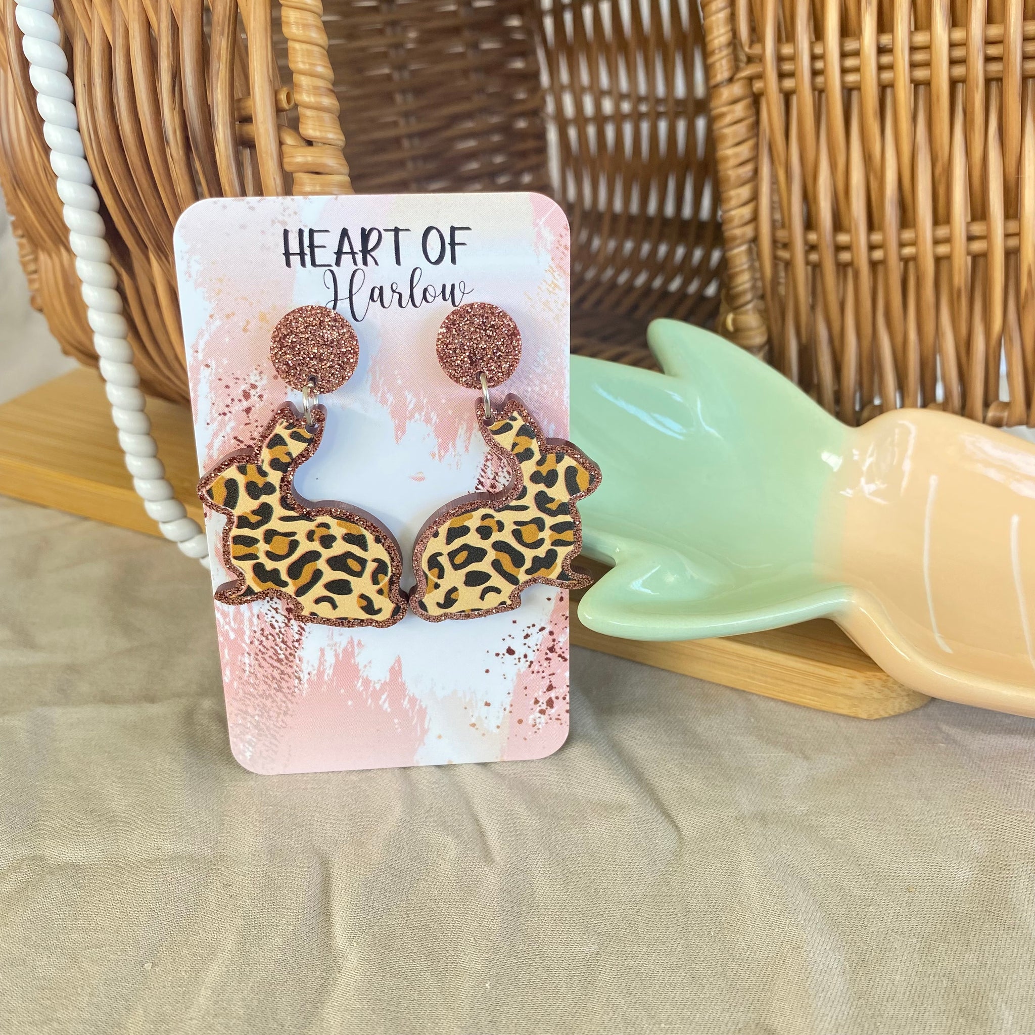 Leopard Bunny Dangle Earrings
