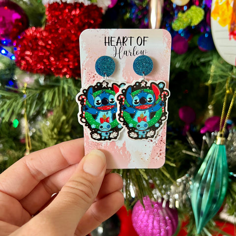 Christmas Stitch Dangle Earrings