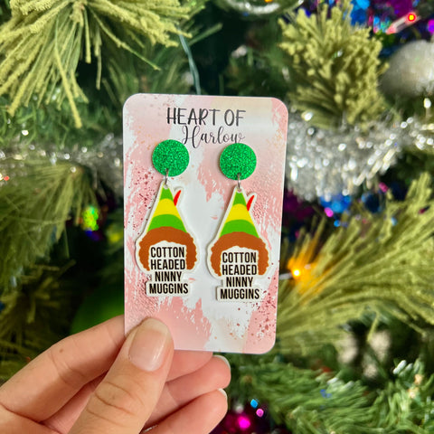 Cotton Headed Ninny Muggins Dangle Earrings