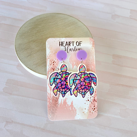 Pastel Turtle Dangle Earrings