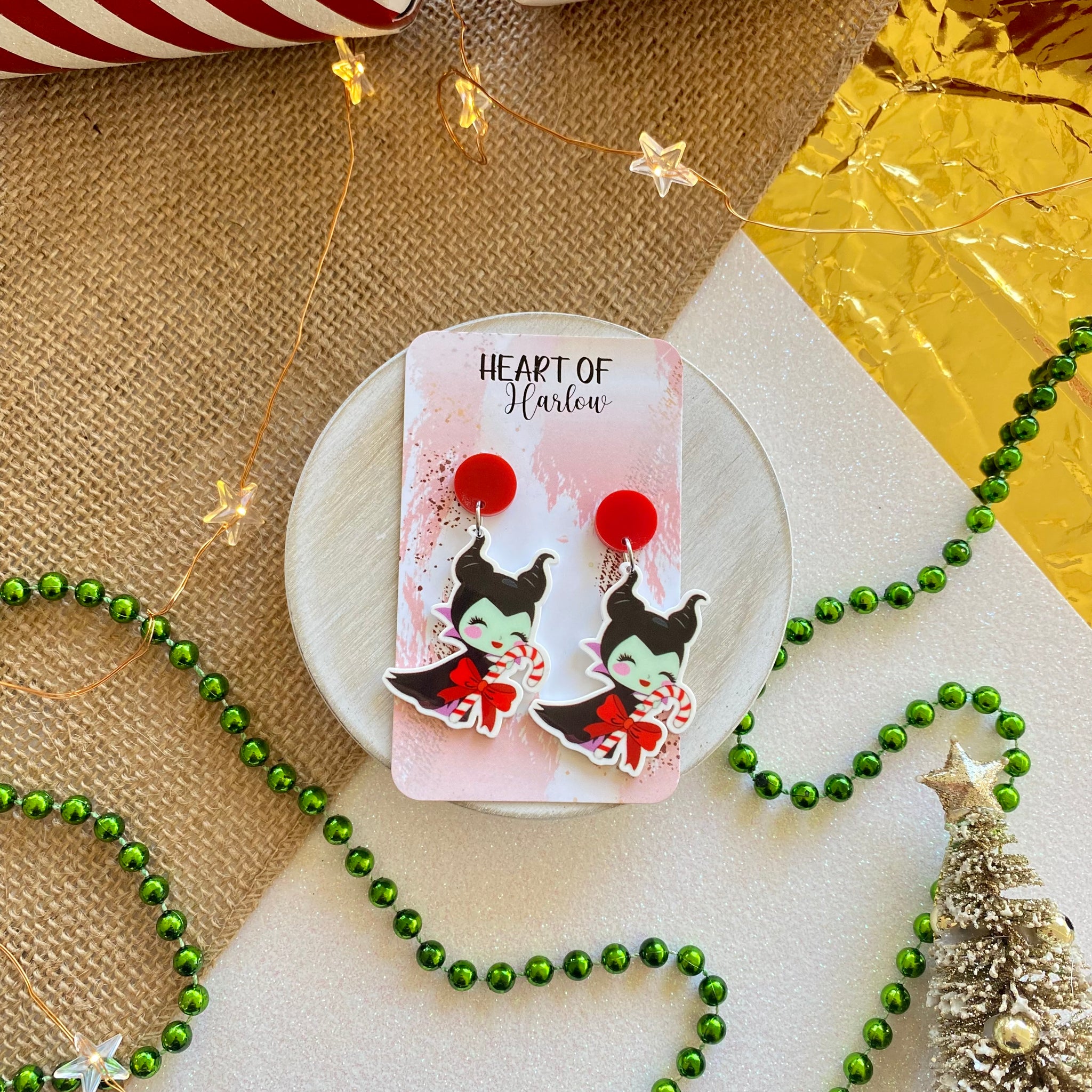 Christmas Maleficent Dangle Earrings