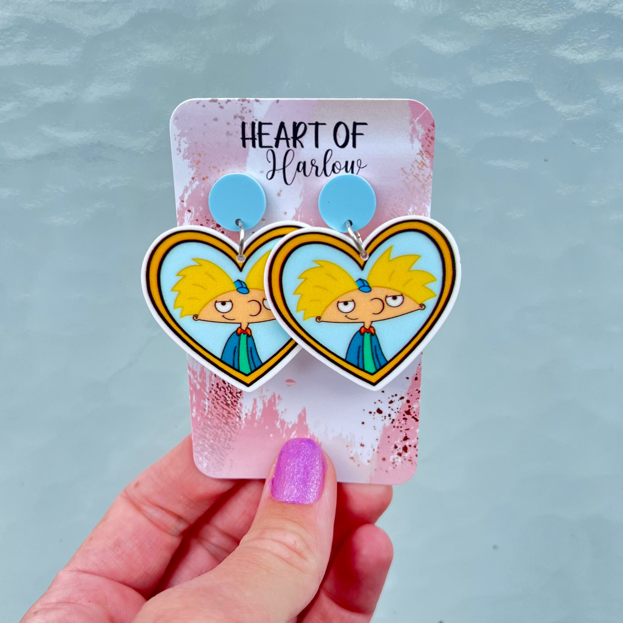 Blue Hey Arnold Dangle Earrings