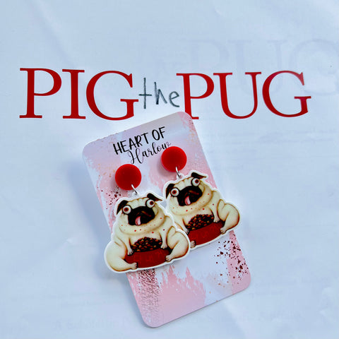 Pig the Pug Dangle Earrings