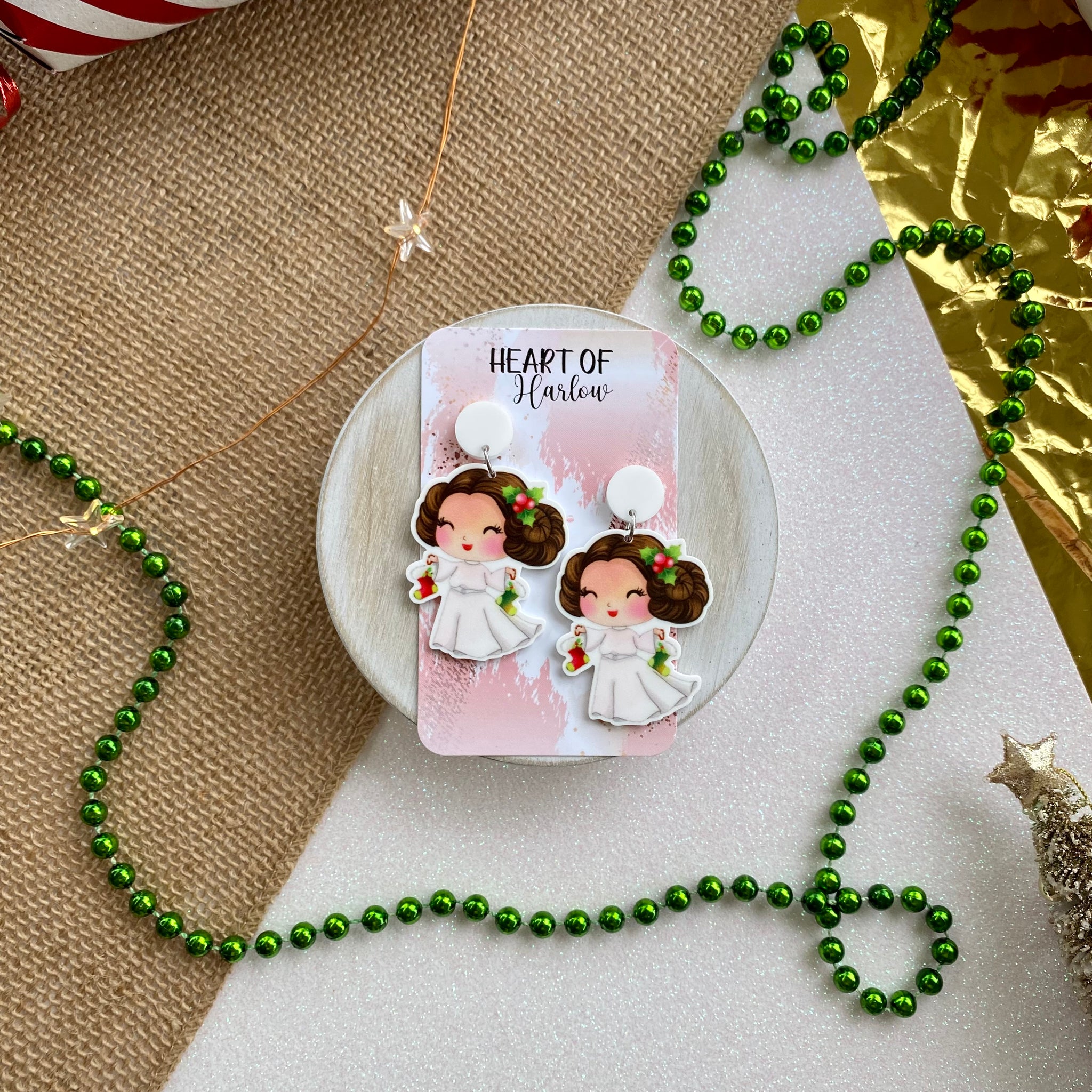 Christmas Leia Dangle Earrings