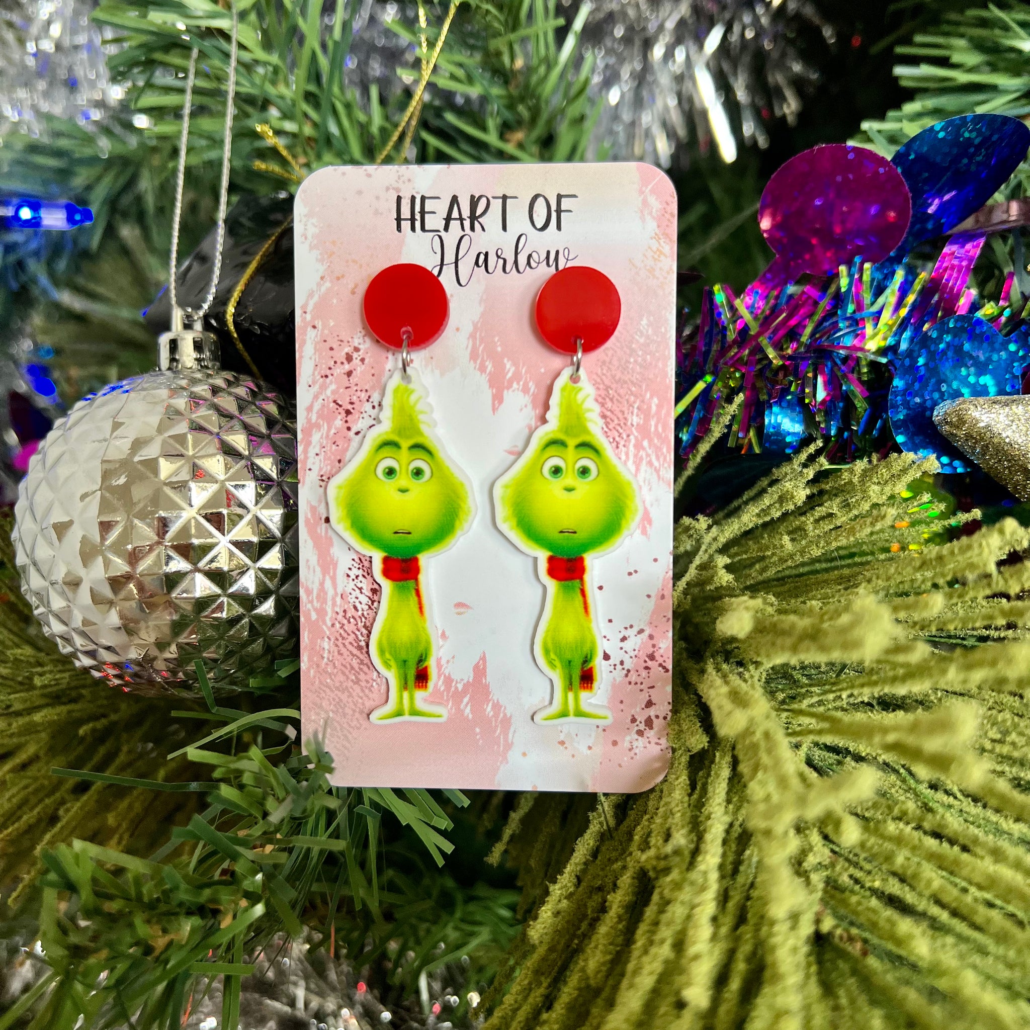 Cute Mr Grinch Dangle Earrings