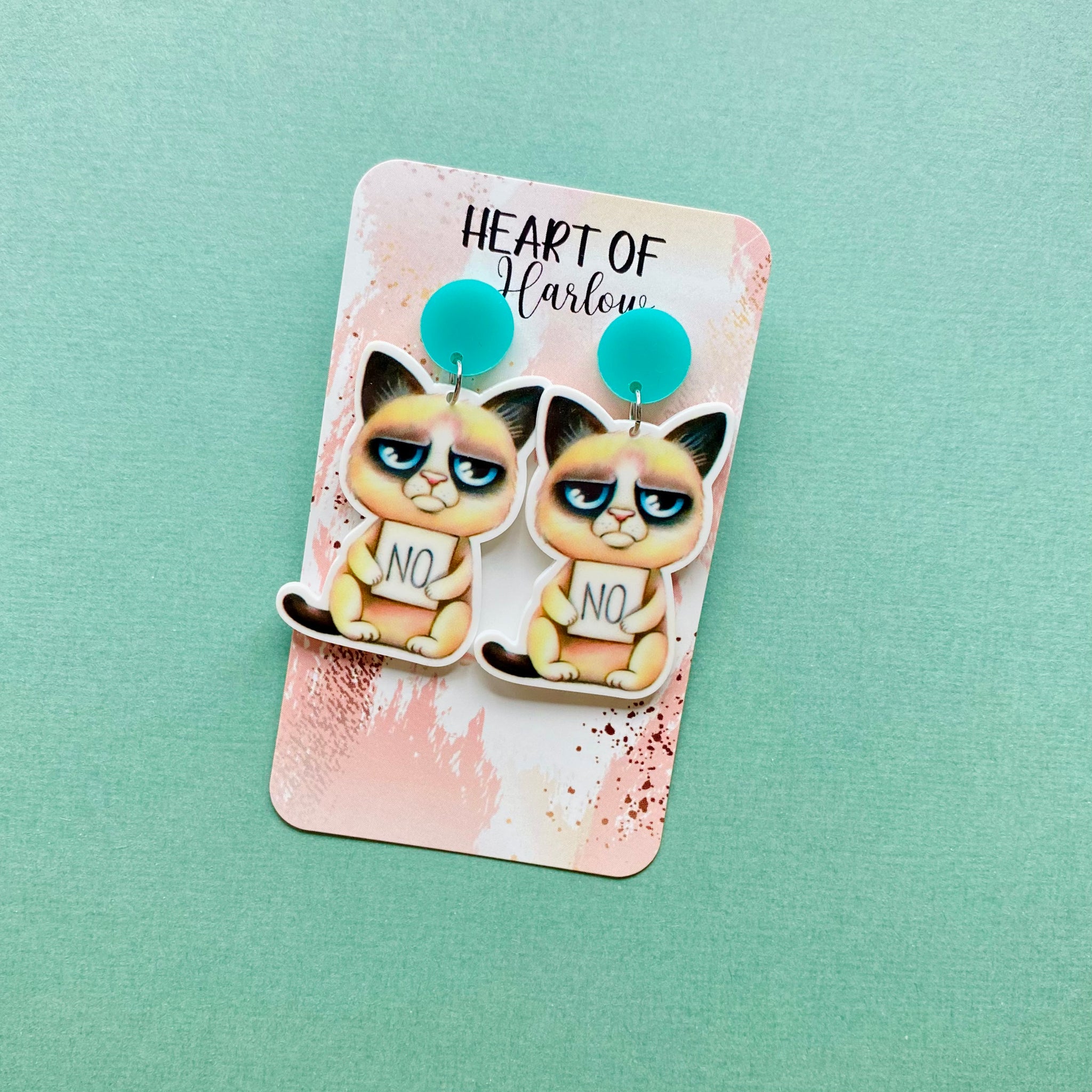 Grumpy Cat Dangle Earrings