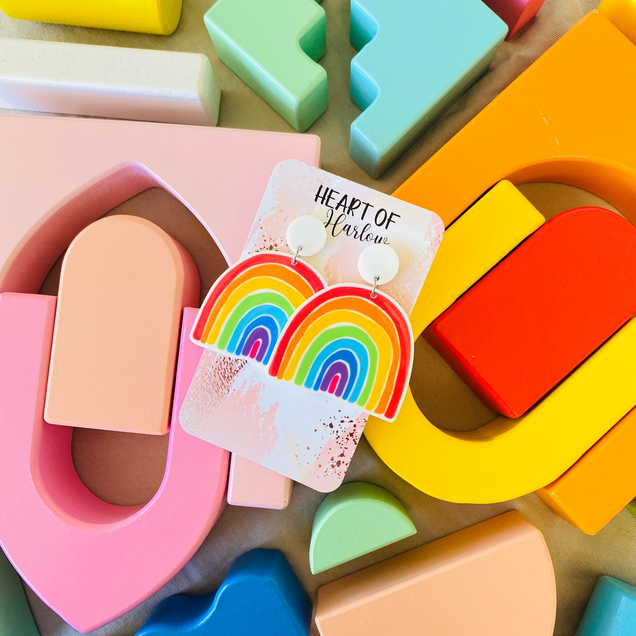 Bright Rainbow Dangle Earrings