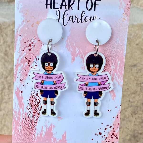 Rollerskating Woman Dangle Earrings
