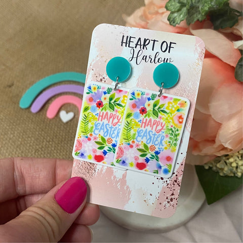 Happy Easter Card Dangle Earrings