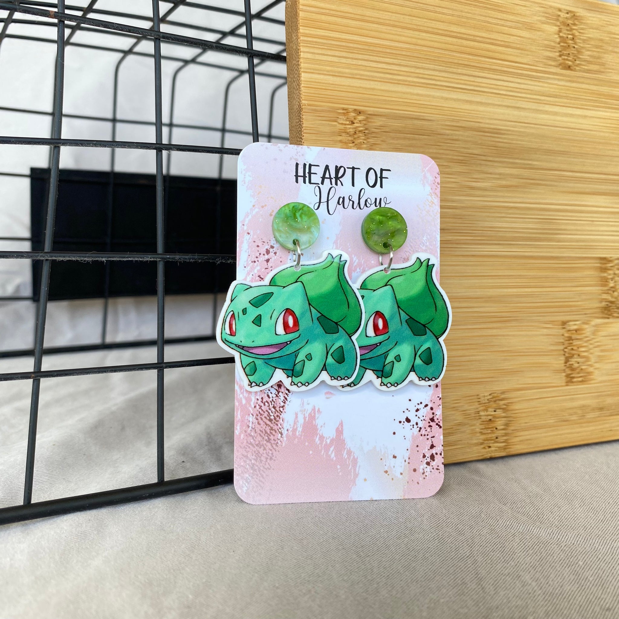 Pocket Pals Green V1 Dangle Earrings