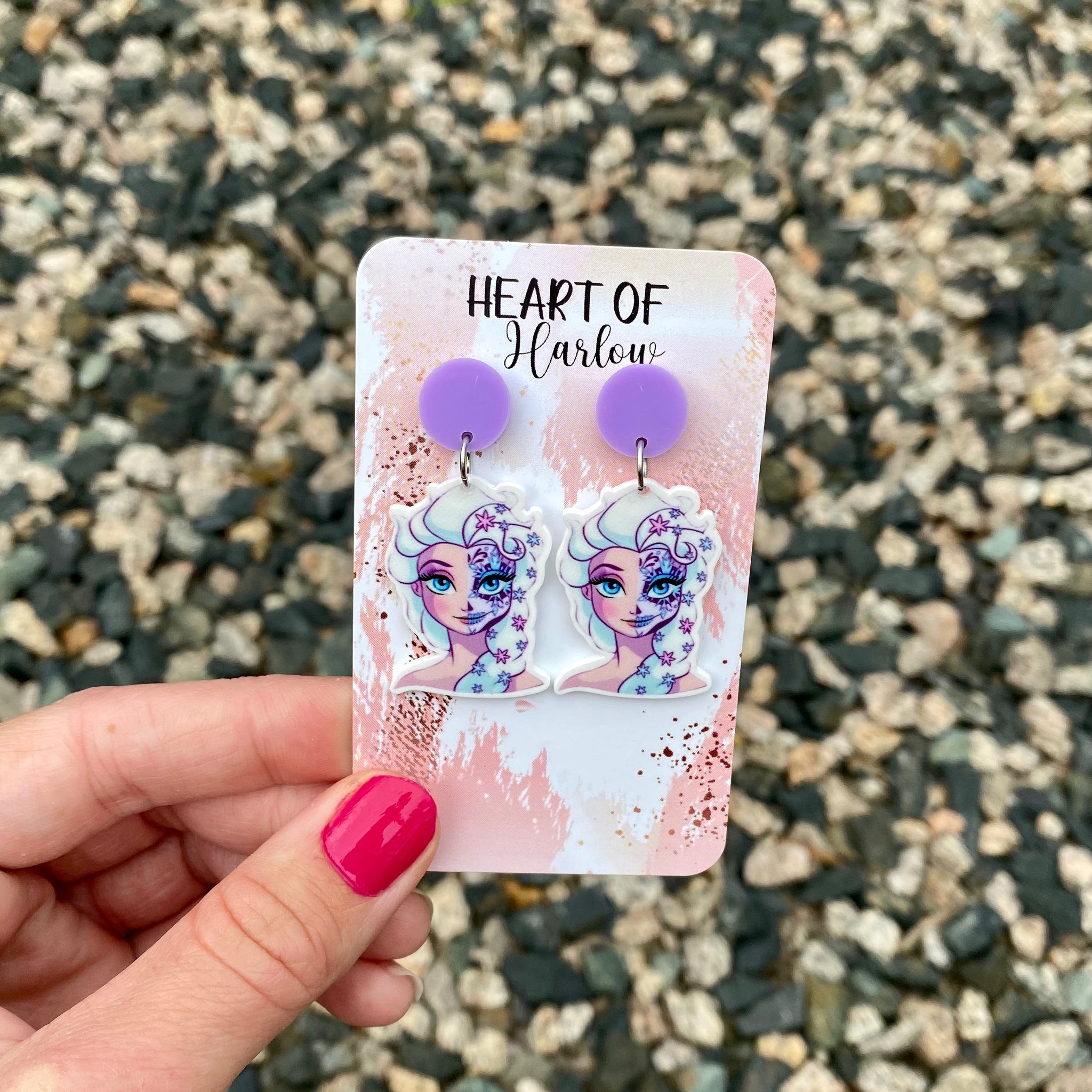 Frozen Queen Sugar Skull Dangle Earrings