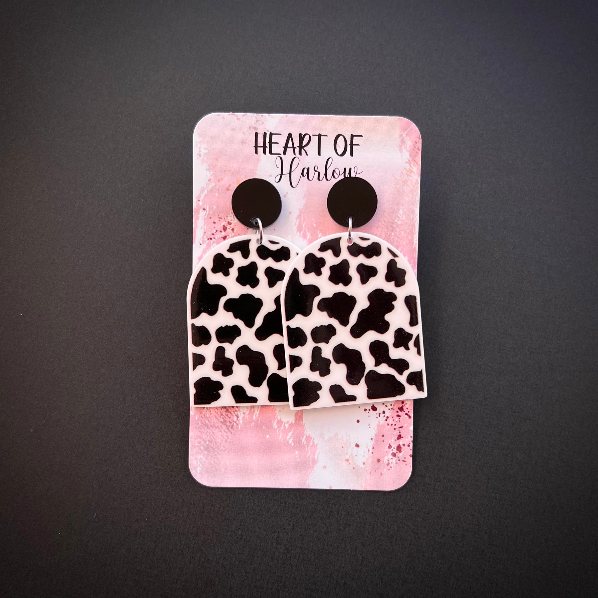 Cow Print Arch Dangle Earrings