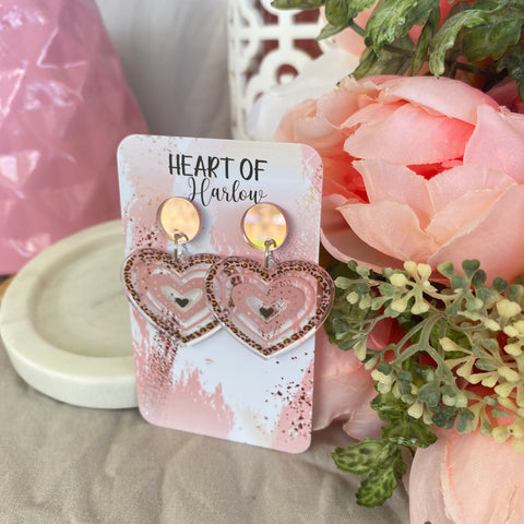 Transparent Leopard Heart Dangle Earrings
