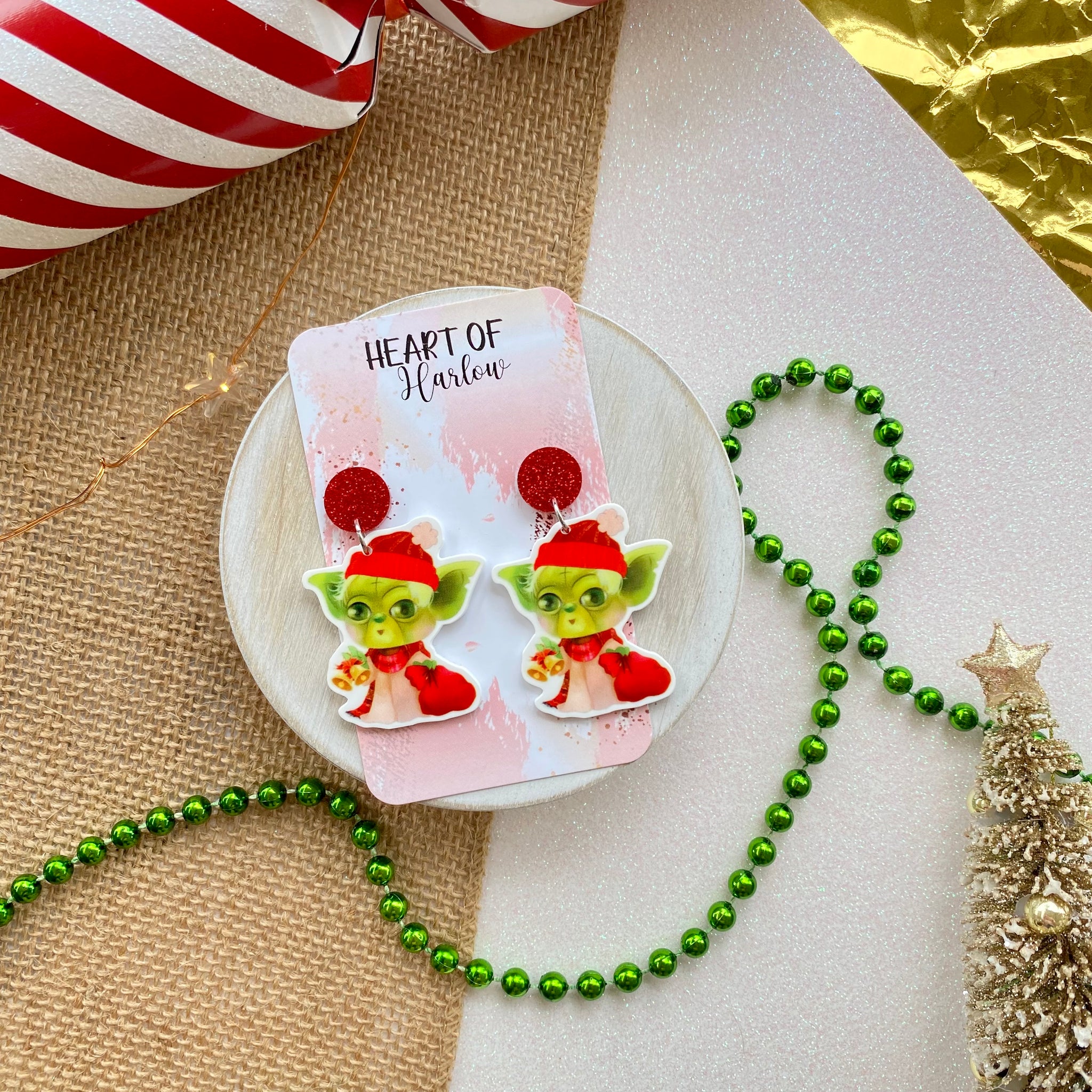 Christmas Yoda Dangle Earrings